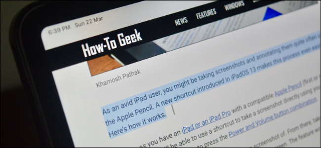 iPad Pro mostrando o cursor de texto no Safari