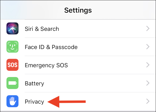 Abra Configurações e toque em Privacidade
