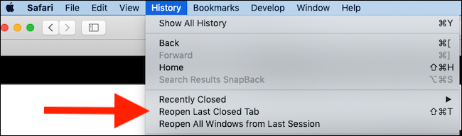 Clique em "Reabrir a última guia fechada".