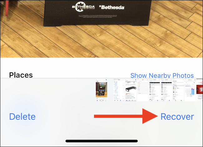 Toque na imagem e, em seguida, toque em Recuperar