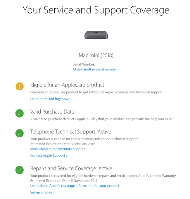 Explicação e status da cobertura AppleCare