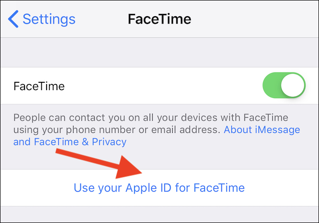 Toque em Usar seu ID Apple para FaceTime