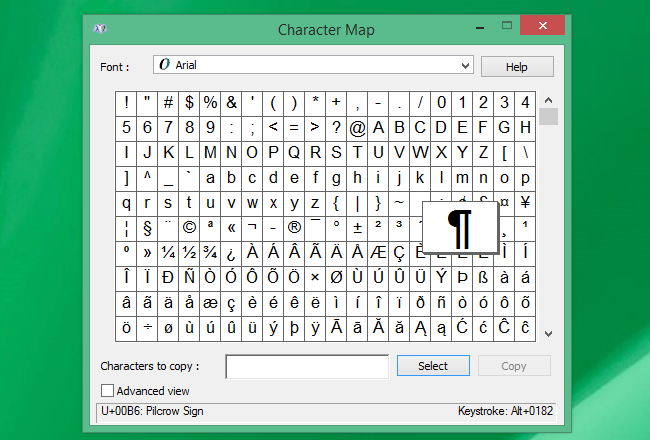 mac os character map viwer