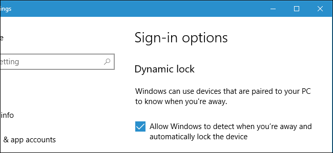 Tela de login do Dynamic Lock do Windows 10.