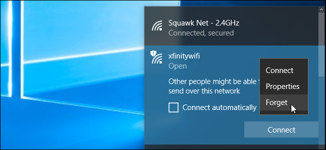 Esquecendo uma rede Wi-Fi salva no Windows 10