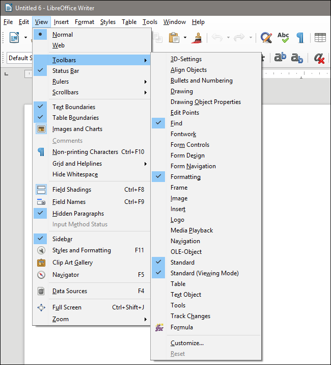 Como Encaixar E Desencaixar Barras De Ferramentas No LibreOffice