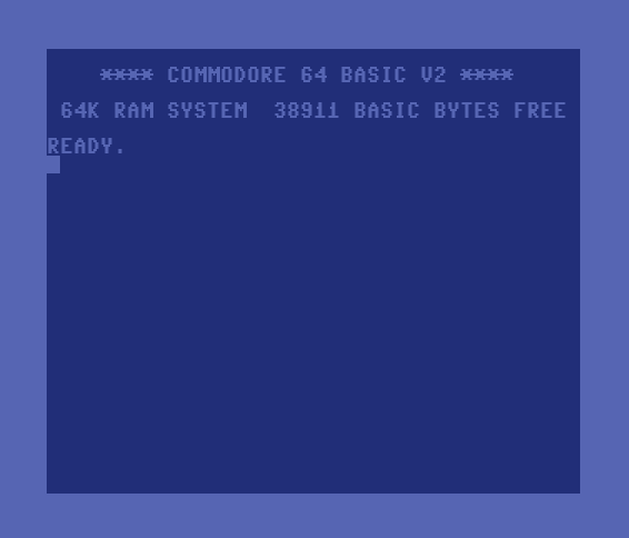 Tela de boas-vindas C64 BASIC