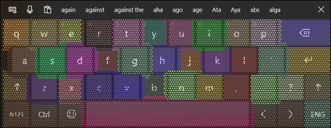 O teclado de toque mostrando adaptação de alvos de toque