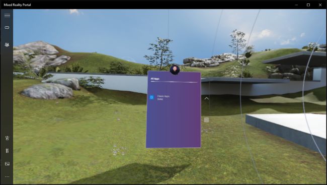 Aplicativo de desktop em execução no Windows Mixed Reality