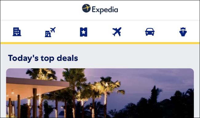 Aplicativo Expedia no iPhone