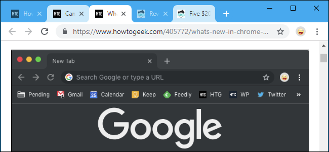 Guias selecionadas em uma janela do navegador Google Chrome