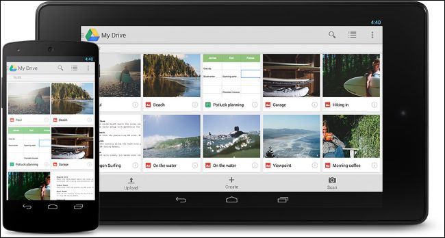 Google Drive em telefone e tablet Android