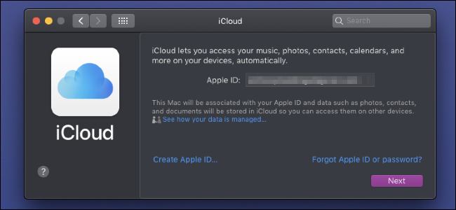 página de login do iCloud