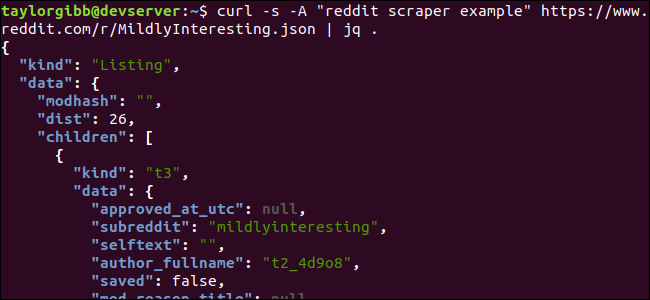 Extraia dados de JSON de um subreddit no Bash