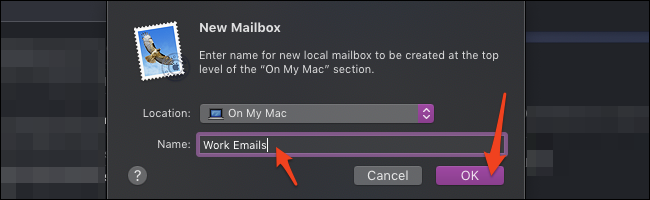 macOS Mail nova caixa de correio