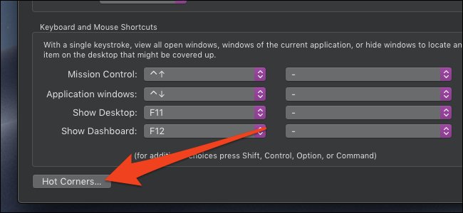 botão macOS hot corners