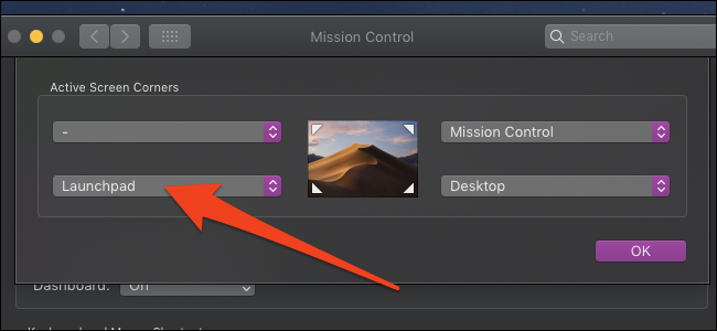 menu hot corners do macOS