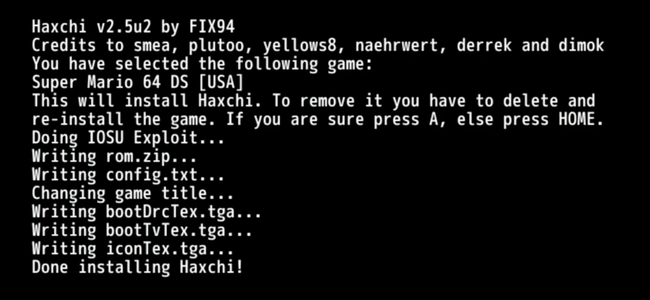 Wii U Homebrew haxchi terminou de instalar