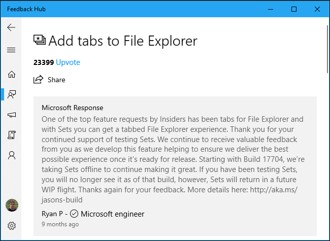 Adicionar guias ao File Explorer nos comentários do Windows 10