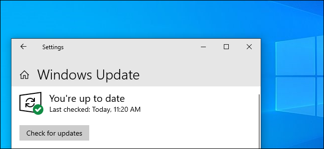 Botão Verificar atualizações do Windows Update na atualização de maio de 2019 do Windows 10