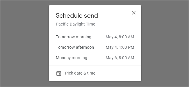 Escolhendo um horário para enviar um e-mail com o Gmail