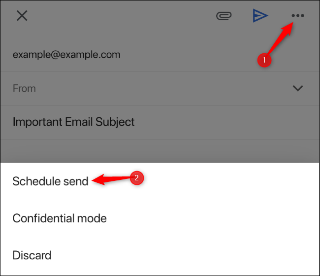 Opção de agendamento de envio no Gmail para iPhone