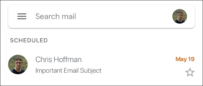 Lista de e-mails programados no Gmail no iOS