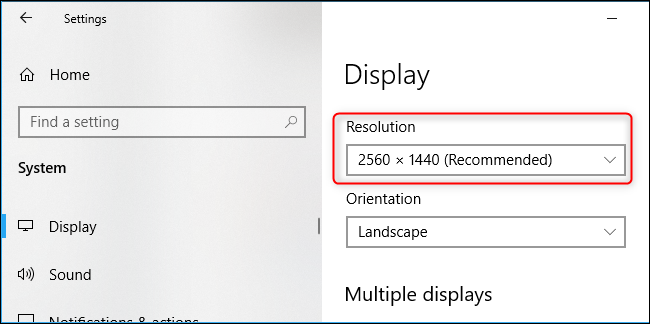 A resolução da tela do seu PC no aplicativo Configurações do Windows 10