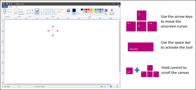 Novos controles de teclado do MS Paint