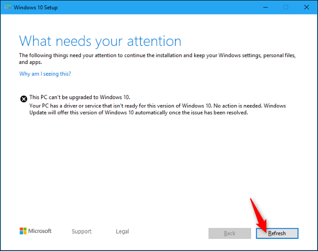 Retomando a instalação do Windows 10 com o botão Atualizar