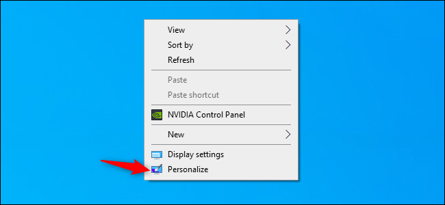 A opção Personalizar no menu de contexto da área de trabalho do Windows 10