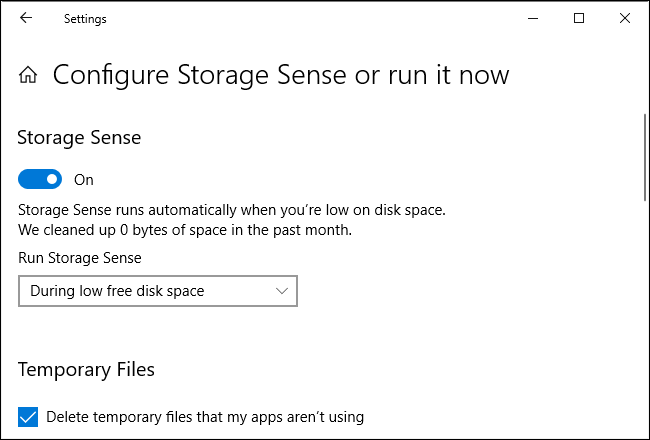 Controlar quando o Storage Sense é executado no Windows 10