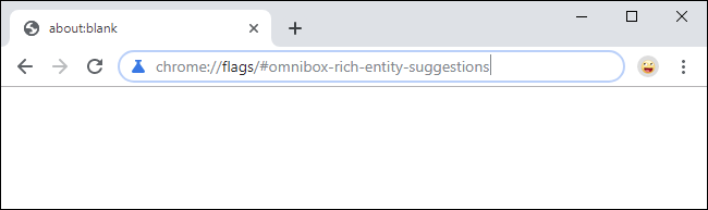 Abrindo sinalizador de sugestão de entidade avançada do Chrome