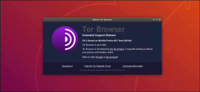 Tela inicial do navegador Tor na área de trabalho do Ubuntu