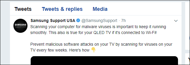 Samsung suporta tweet antivírus