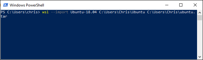 Importando um arquivo Linux TAR no PowerShell