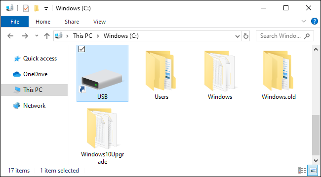 Unidade USB montada como uma pasta no Windows 10.