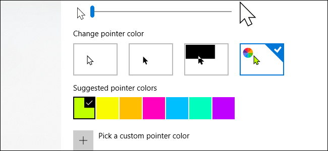 hwo to change mouse cursor color windows 10