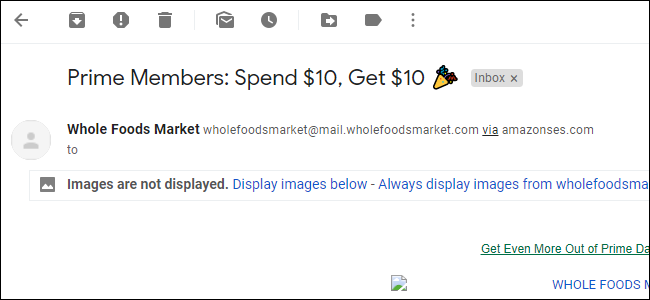 Opção de carregar imagens para um e-mail individual no Gmail
