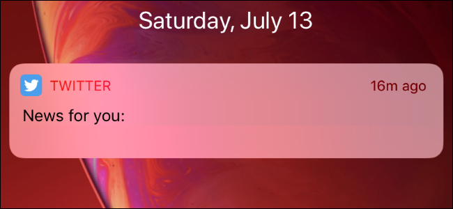 Notificação do Twitter "Notícias para você" em um iPhone