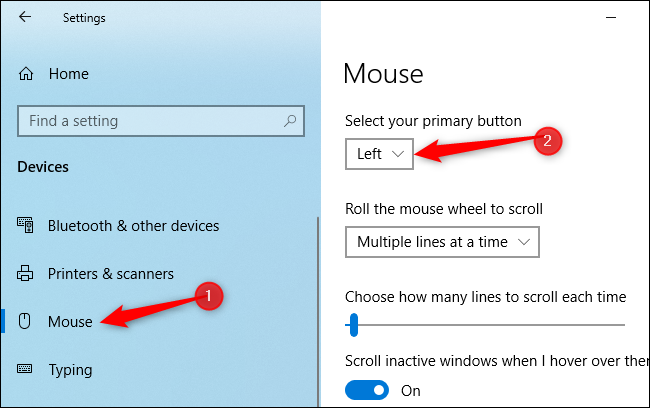 Trocando o botão esquerdo e direito do mouse no Windows 10
