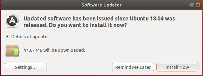 Aplicativo atualizador de software no Ubuntu 18.04