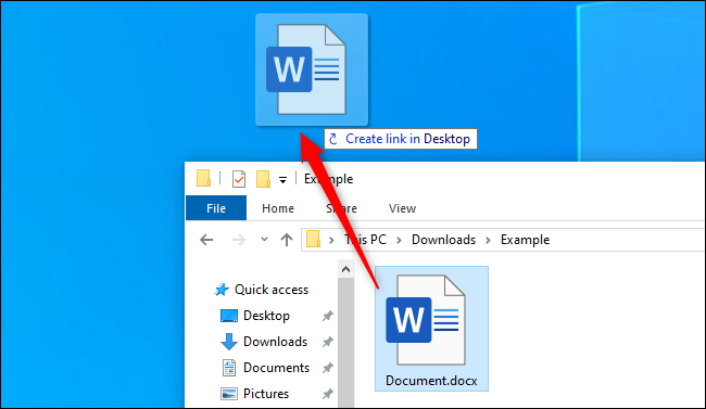 Criação de um atalho na área de trabalho a partir de um arquivo no Explorador de Arquivos do Windows 10