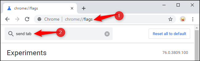 Encontrando a guia Enviar para auto sinalização no Google Chrome