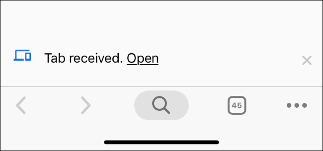 Notificação de "guia recebida" no Google Chrome para iPhone