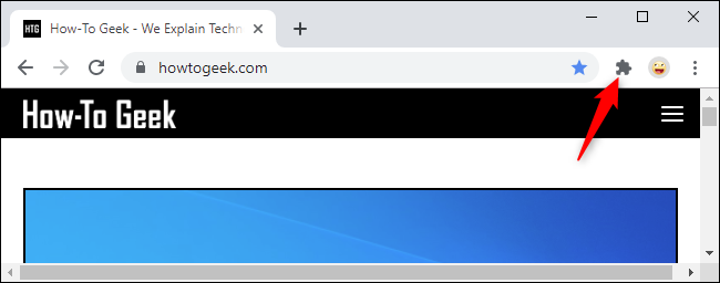 Botão do menu de extensões na barra de ferramentas do navegador Chrome
