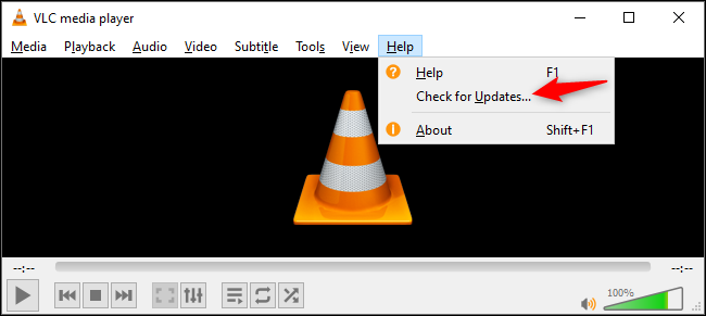 Verificando atualizações no VLC no Windows