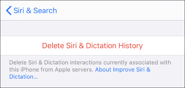 Excluindo o histórico de Siri e Ditado dos servidores da Apple.