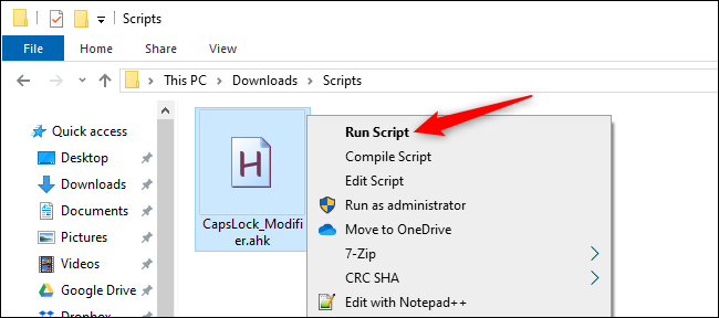 Executando um script AutoHotkey do File Explorer.