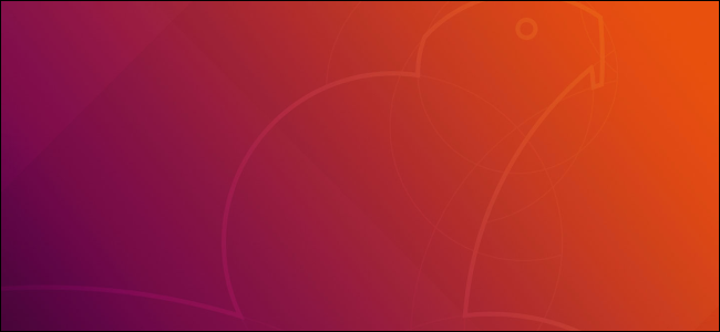 O plano de fundo padrão da área de trabalho do Ubuntu 18.04 LTS mostrando um Bionic Beaver.